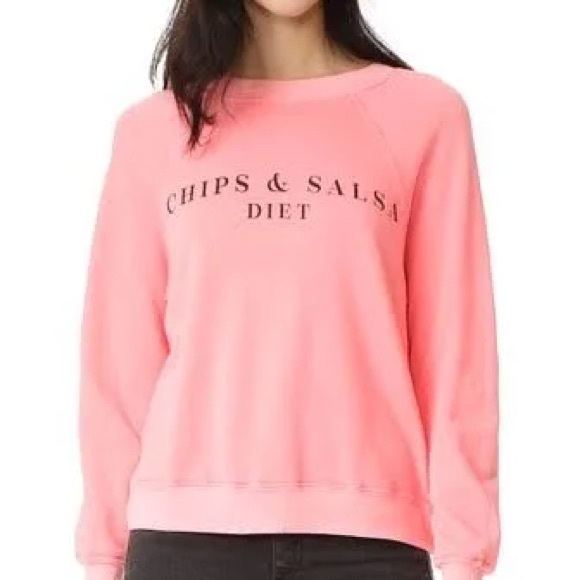 Wildfox Chips and Salsa Diet Pink Crew Neck Sweater S - Picture 2 of 6
